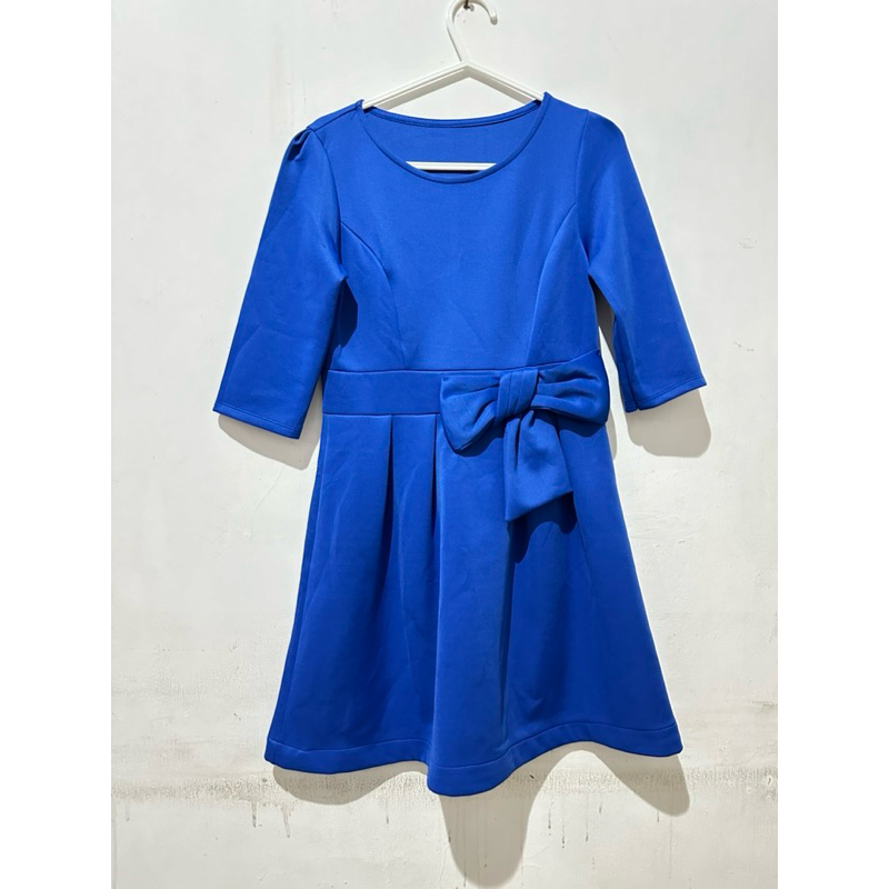 Dress Biru BCA Scuba Pita Navy Preloved