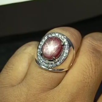 Natural Purple Ruby Star Perak Silver 925