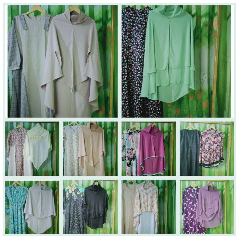 Pl gamis plus hijab/gamis ceruty/gamis katun/hijab ceruty/hijab jersey