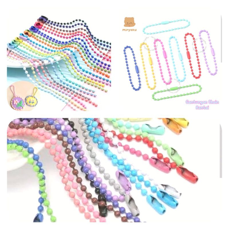 100Pcs Rantai Biji Lada Warna Campur panjang 9-10cm Rantai Gantungan Kunci