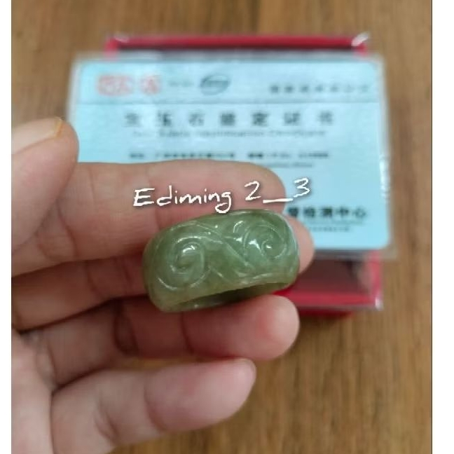 CINCIN GIOK ASLI BURMA FEICUI JADEITE JADE BURMA GR A - BATU GIOK HQ MODEL UKIR