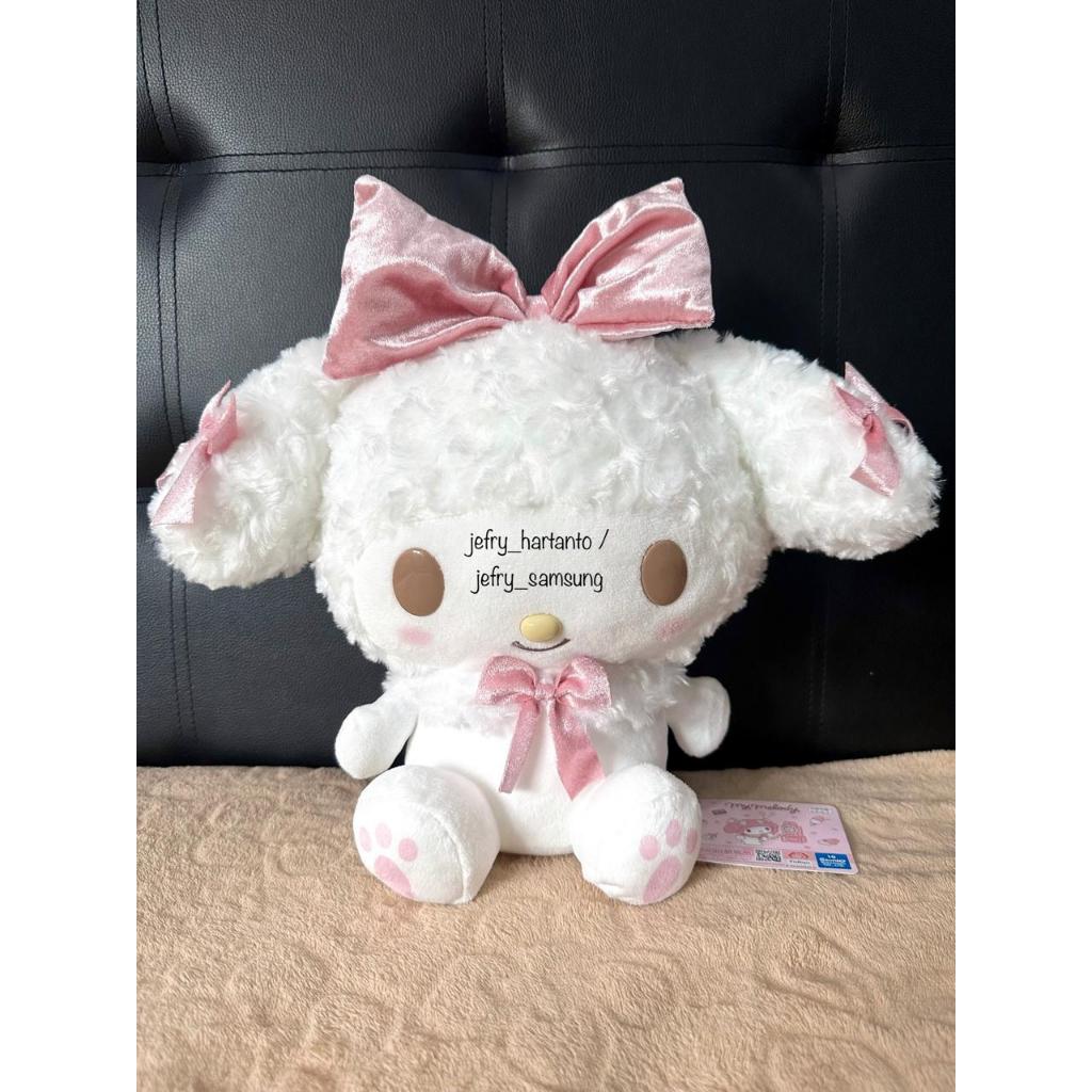 Boneka My Melody White Dress Rose Fur BIG Plush Original Sanrio Jepang Kawaii Pink Kuromi Furyu