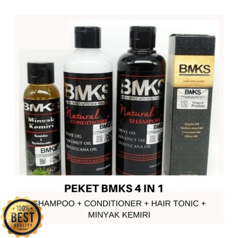 Dapatkan Koin BMKS PAKET 4IN1 SHAMPO CONDITIONER  MINYAK KEMIRI  HAIR TONIC BPOM