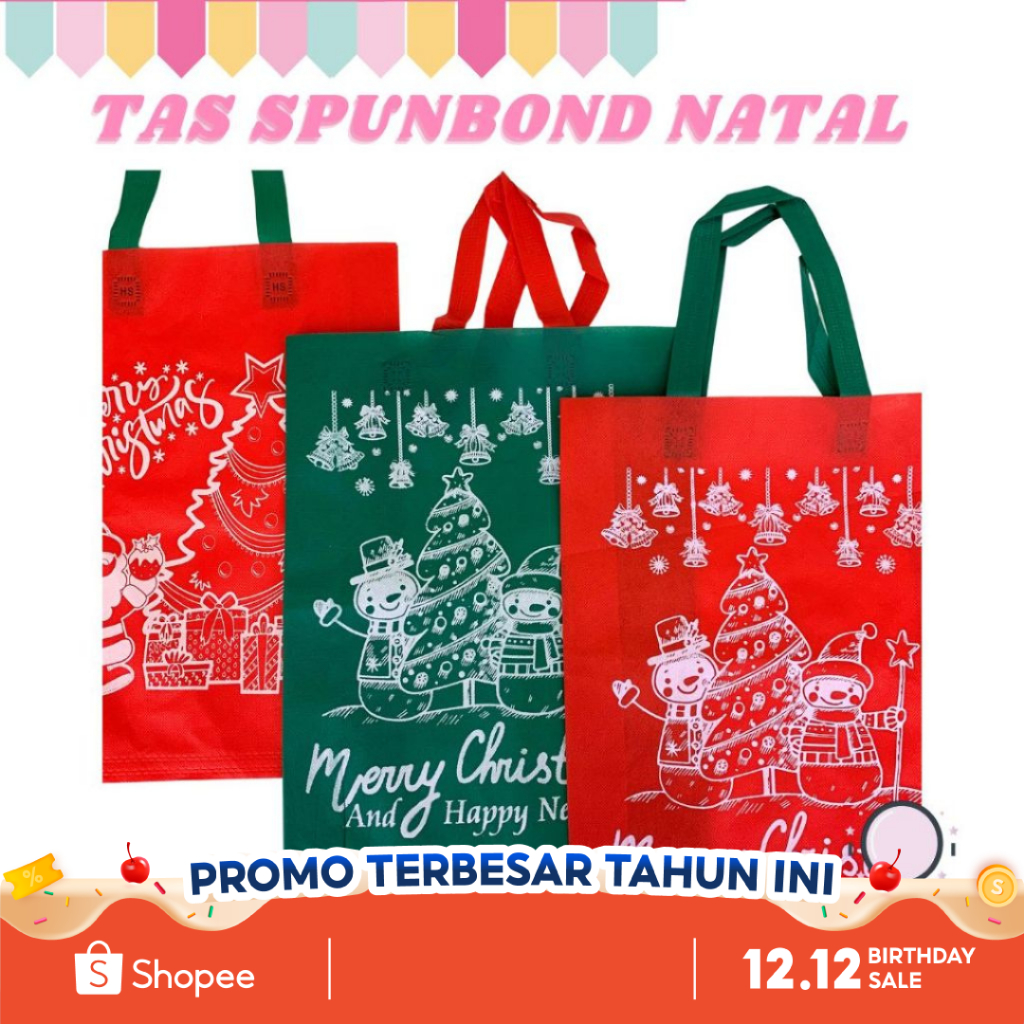 

1 PcsTas Spunbond Natal Ukuran 40x30 Goodie Bag Motif Natal Tas Hampers Natal Bag Hamper Edisi Natal Tilisan Merry Christma And Happy New Year