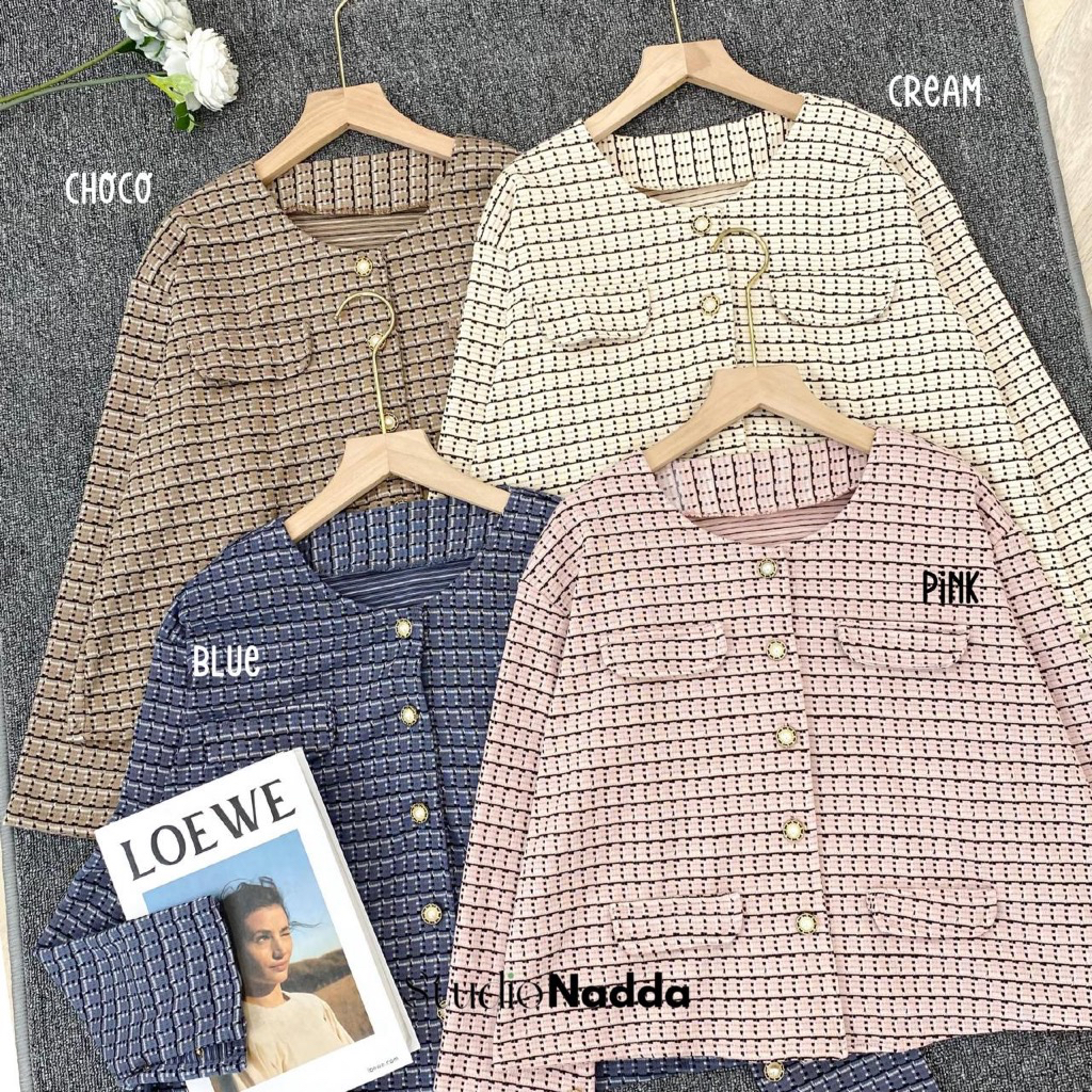 NADDA - BALMAIN CARDI KNIT / atasan cardigan outer semi crop motif rajut