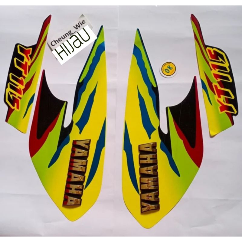 lis striping/ stiker + Emblem Tangki Yamaha Trail YT115 Hijau