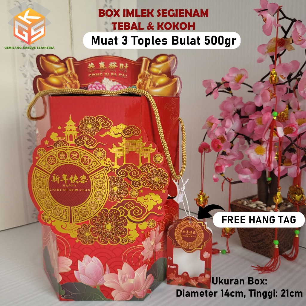 

10pcs Box Imlek [FREE HANGTAG] | ukuran 3 Toples 500gr | Box Hampers Imlek | Box Chinese New Year | Dus Hampers Imlek | Kardus Imlek | Box Imlek