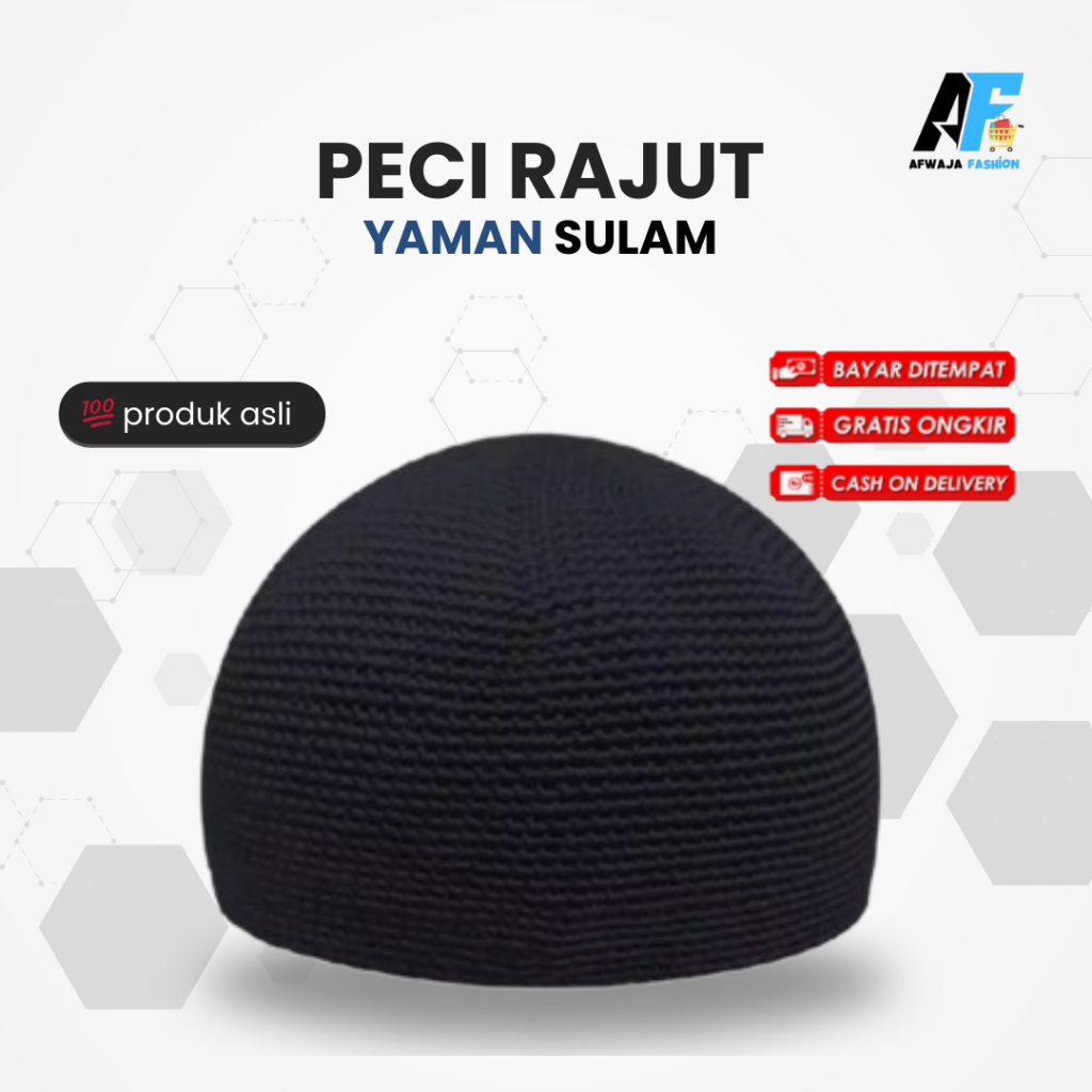 Peci Rajut Sulam Yaman | Peci Rajut Dewasa | Kopiah Rajut