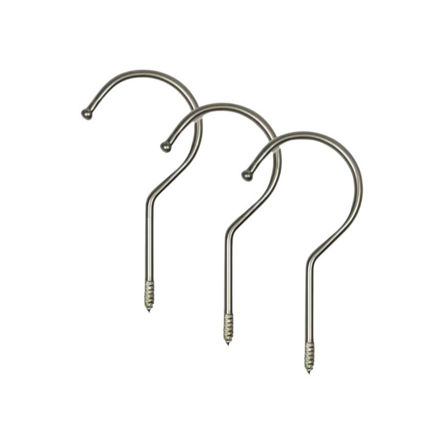 BSS-1pcs Hook Hanger Kayu Besi Huk Hanger Kayu Silver Kait Hanger Kayu Cantolan Hanger Kayu Hook Kaw