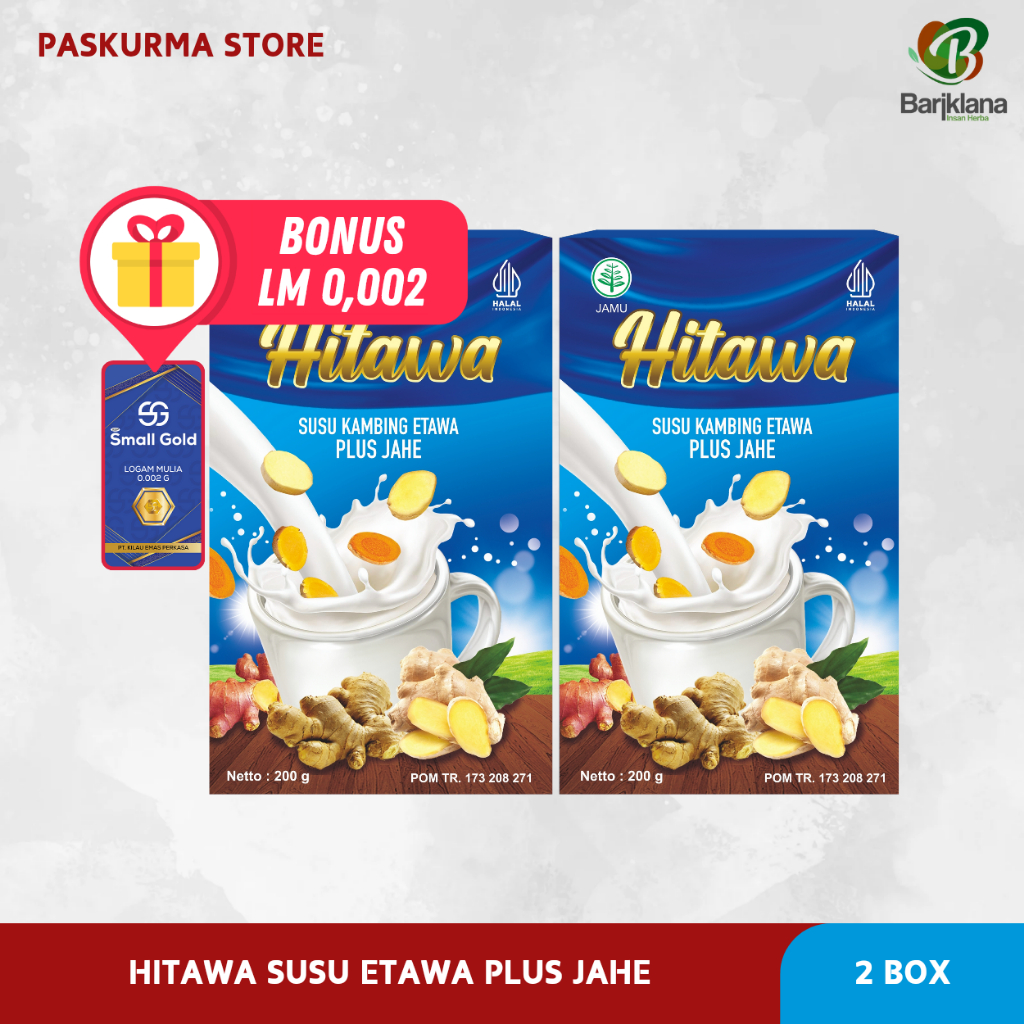 

(BONUS EMAS 0,002GRAM) PAKET 2 BOX HITAWA SUSU KAMBING ETAWA PLUS JAHE