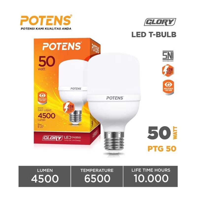POTENS Lampu LED kapsul / lampu led jumbo / tblue PTG 50/60W 6500K BOHLAM BERGARANSI
