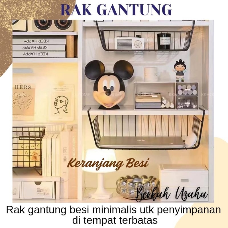 RAK BESI GANTUNG KERANJANG GANTUNG MEJA LEMARI HAMBALAN PERAPI BARANG ORGANIZER