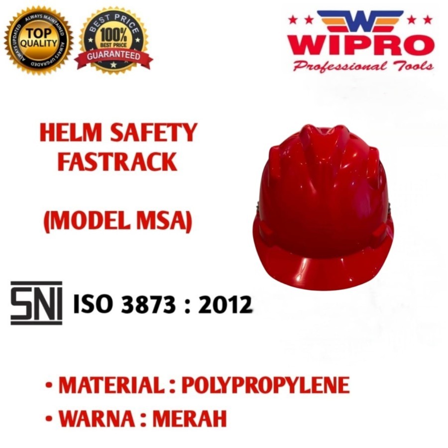 Helm Safety Proyek Model MSA Merk Wipro Merah Wipro Helm Proyek warna Merah tipe putar Helm Proyek P