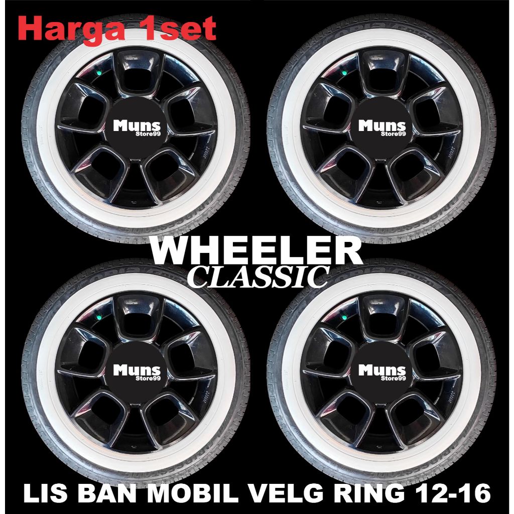 Lis Ban Mobil White Wall Ban Mobil Velg Ring 12-17 Putih Polos WHEELER Classic