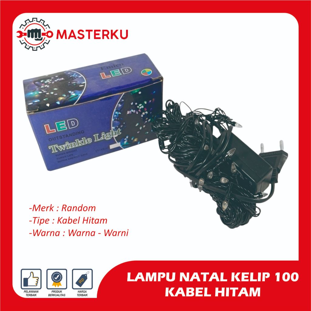 LAMPU NATAL KELIP 100 KABEL HITAM/LAMPU HIAS NATAL/LAMPU KELIP NATAL/LAMPU POHON NATAL/LAMPU HIAS/LA