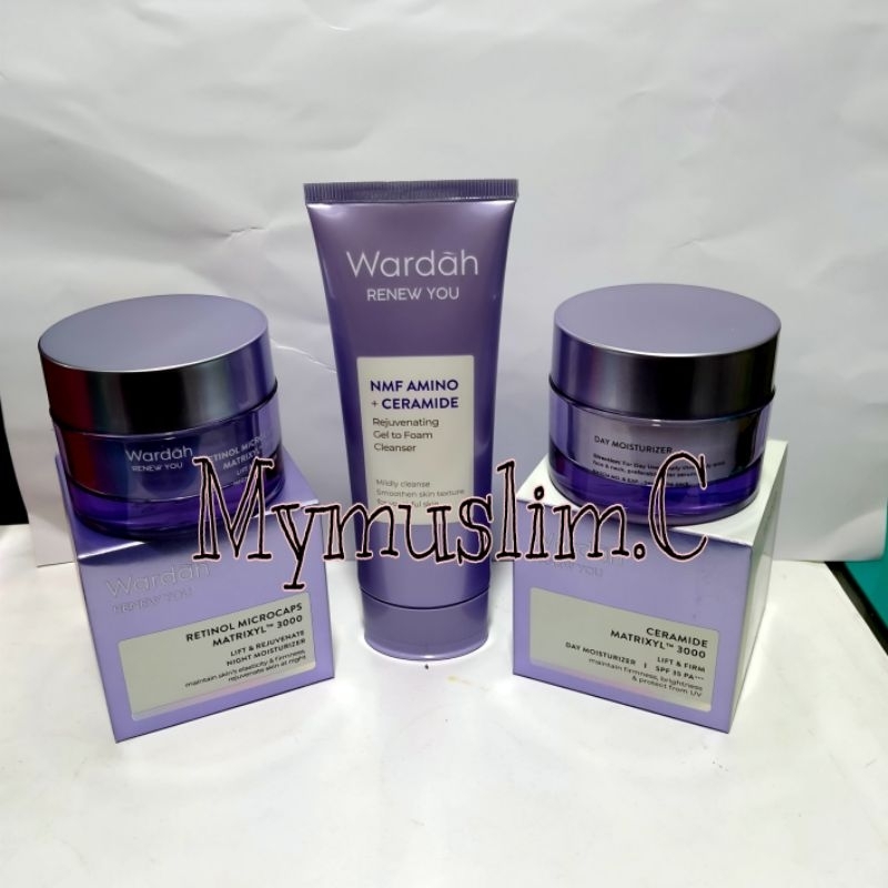 Cod Wardah Paket skincare Renew Anti Aging/skincare Penghilang Flek Hitam & Kerutan Di  Wajah Murah