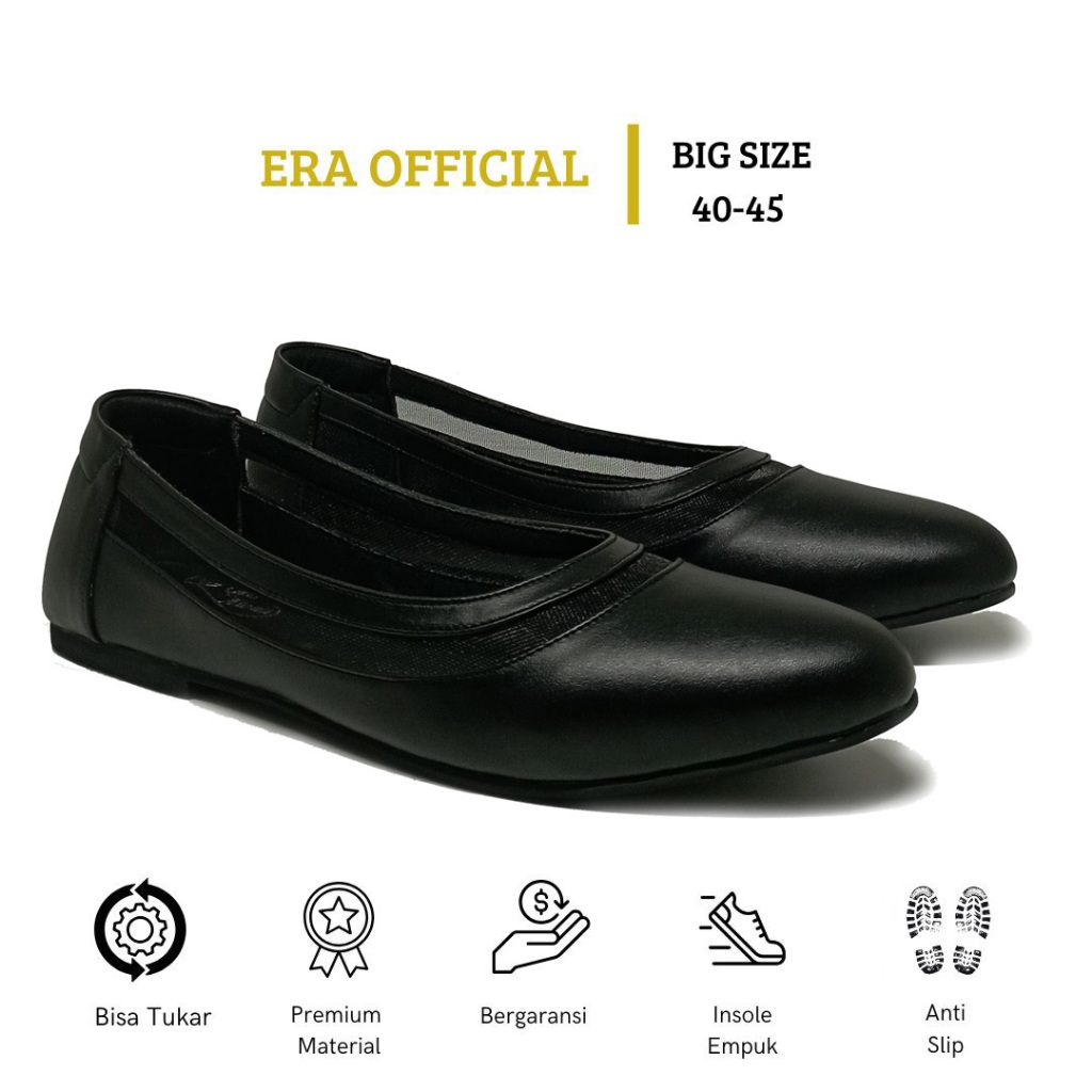 ERA - 616 Hitam Sepatu Pantofel Wanita Jumbo l Sepatu Formal Kerja Wanita l Flatshoes Ukuran Besar 4