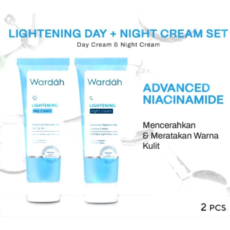 Wardah Lightening Paket Day + Night Cream 20 ml - Skincare dengan Advanced Niacinamine - Glowing Men