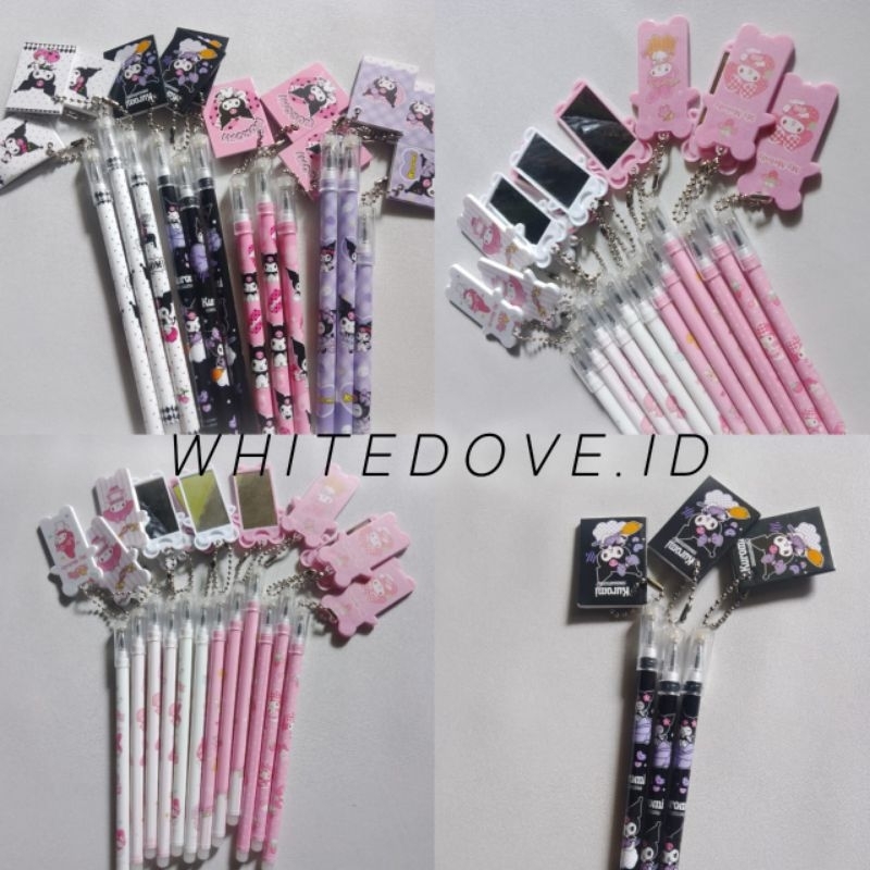 

Pulpen Gel Gantung Buku Mini Motif Sanrio Kuromi Melody / Pulpen Gel Balpen Gantung Cermin Sanrio / Pen Gel Gantung Mistar Doraemon