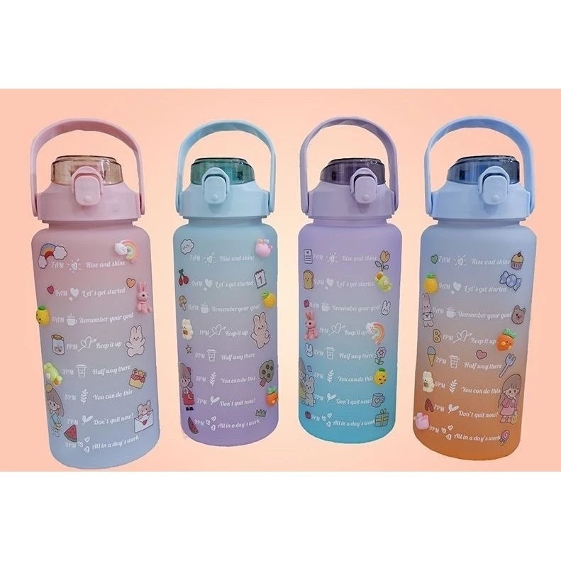 Botol Viral - Botol Minum Motivasi 2L Korea VIRAL/Botol Gradasi/Botol Lucu