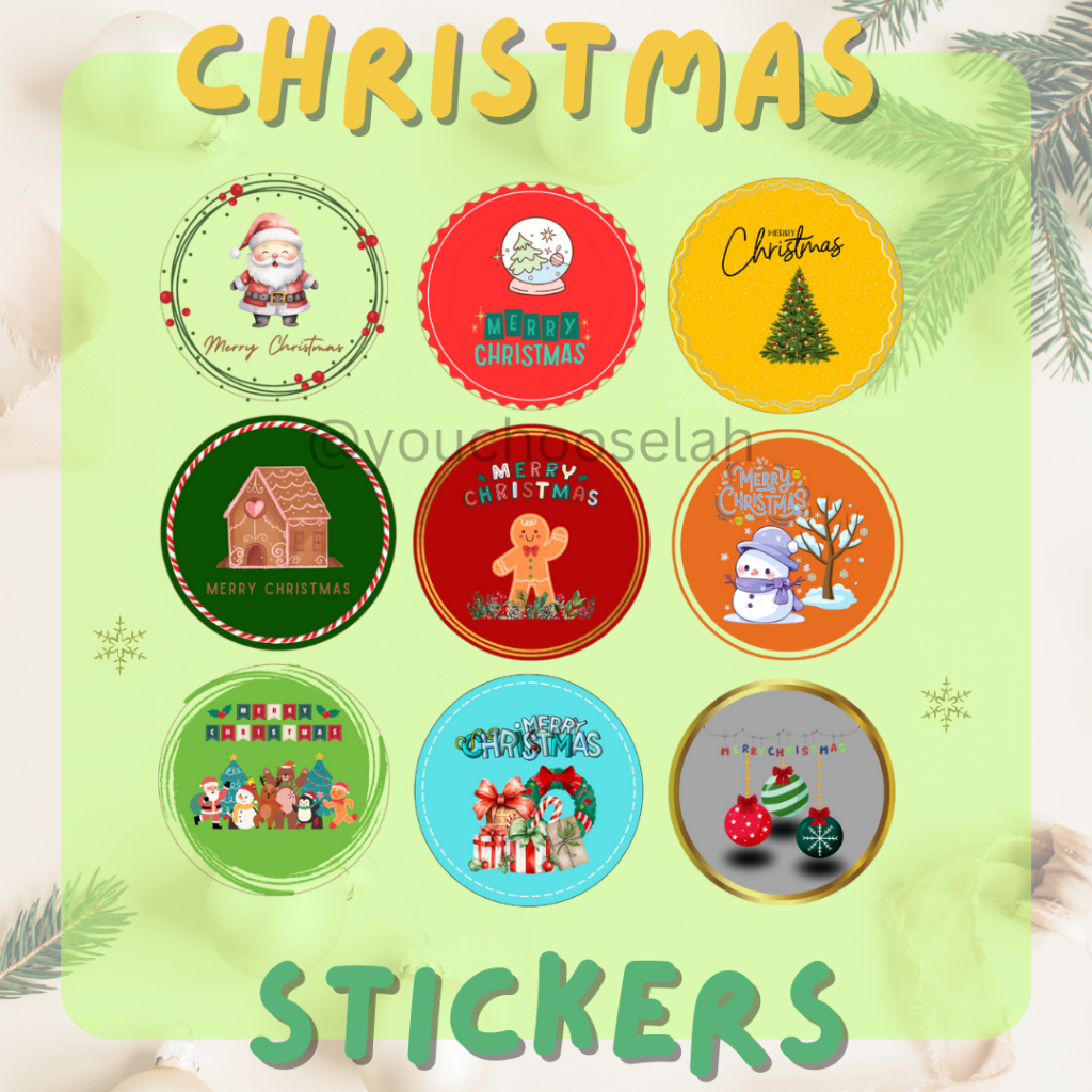 

[BISA MIX] Sticker Tempel Bulat Christmas / Natal Edition 5 cm, 6 cm dan 7 cm