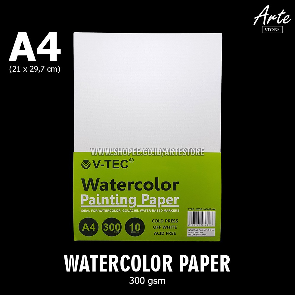 

KODE YBLOR Kertas Gambar VTEC Watercolor Paper A4 3 gsm