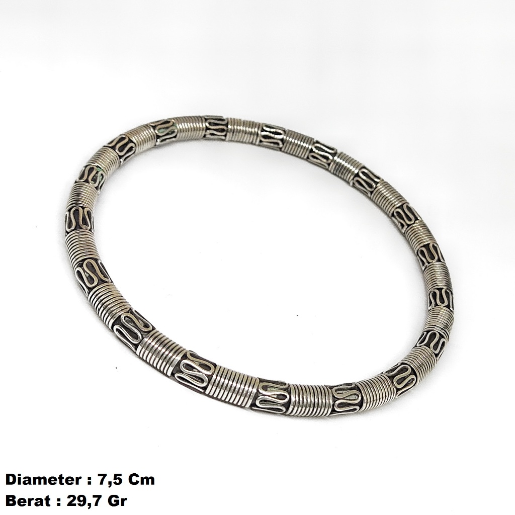 Gelang Brecelet Bangle Motif Budhis Kuno Perak Silver Bali Asli 925 Pria Wanita Elegant Costum