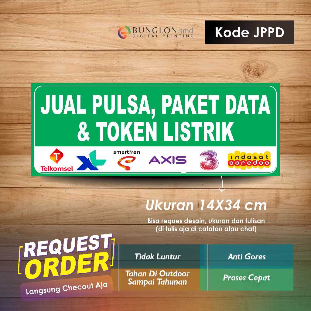 

STIKER JUAL PULSA PAKET DATA DAN TOKEN LISTRIK +LIMINASI KODE JPPD HIJAU