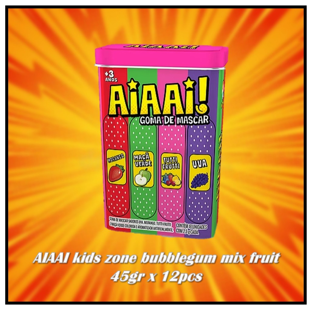 

AIAAI kids zone bubblegum mix fruit 45gr x 12pcs