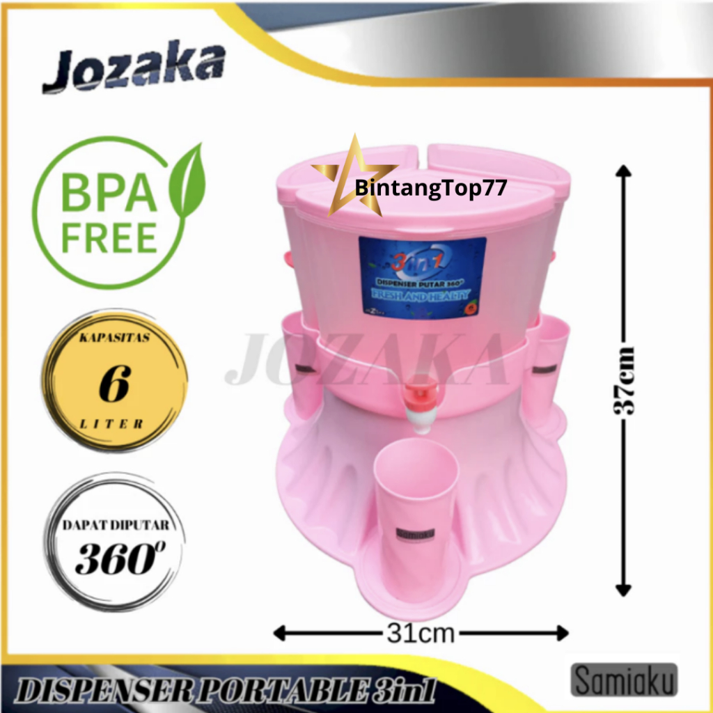 Dispenser Air 3 In 1 Jozaka 6 Liter / Drink Jar 3 In 1 + 3 Gelas