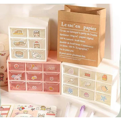 [Shopingbpn] 9 DRAWERS 6 DRAWERS STORAGE BOX MINI DRAWER DESKTOP INS AESTHETIC DESK / KOTAK LACI MIN