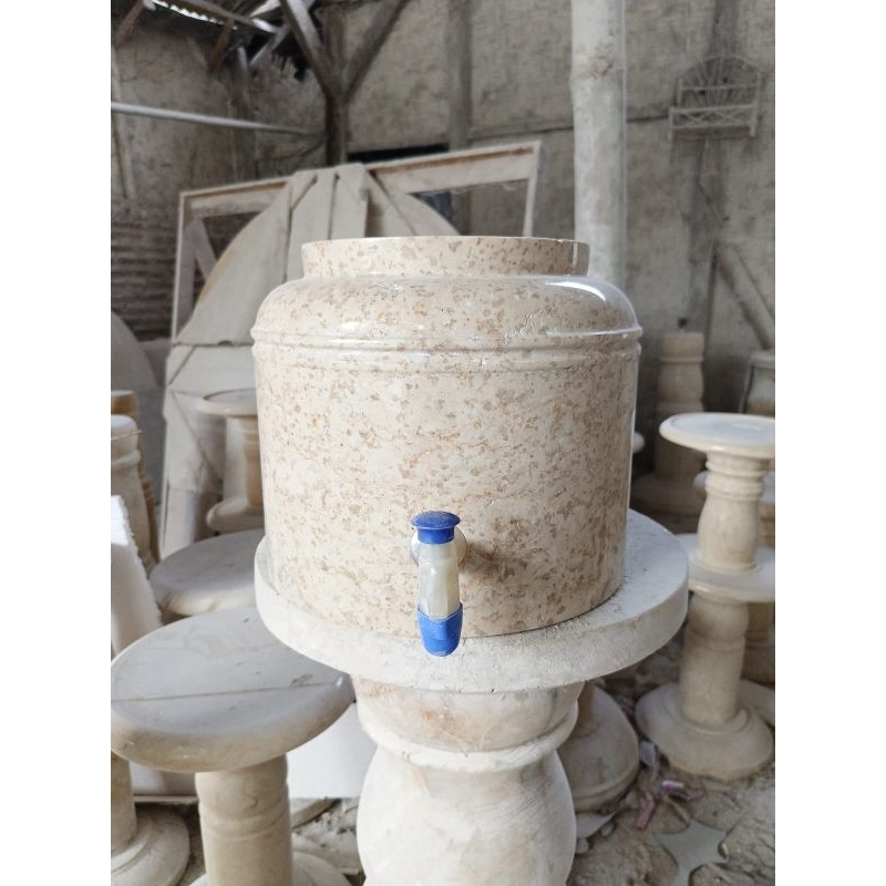 Guci tempat galon air minum + Kran Air Minum batu marmer putih glossy