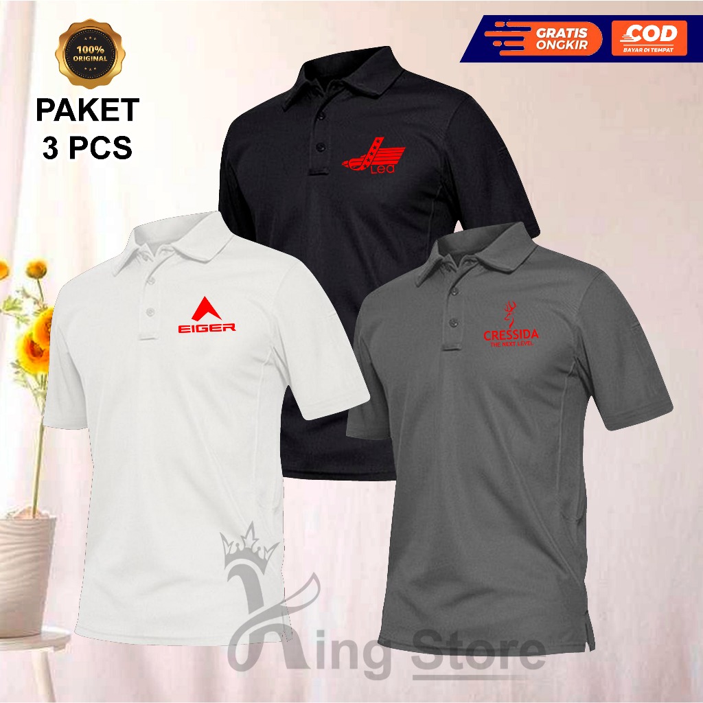 PAKET 3 PCS POLO SHIRT KERAH / Tx EGLECR Warna Salon Merah / Kaos Polo Lengan Pendek / Kaos Polo Ker