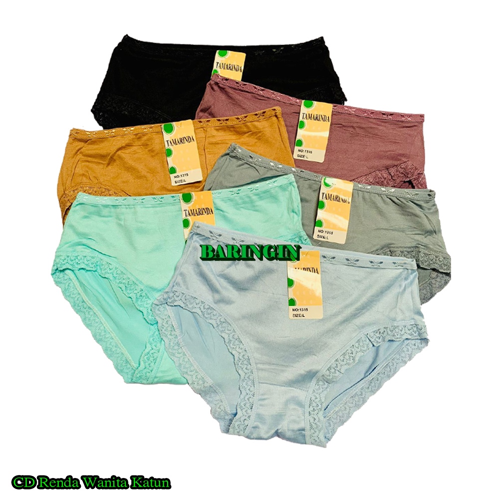 Celana Dalam Wanita Renda 12 Pcs -CD Perempuan Renda Bahan Katun Spandex Adem Dan Lembut