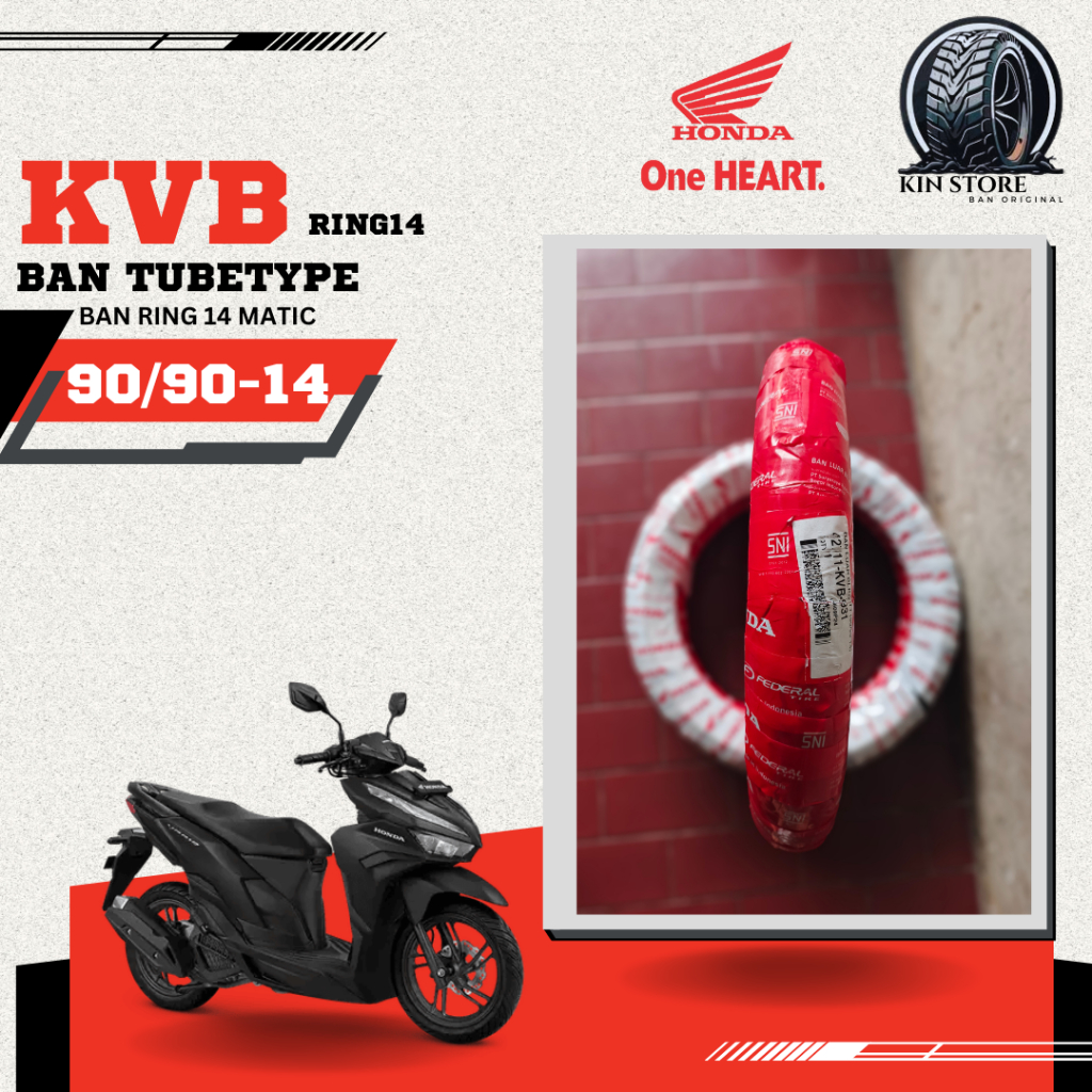 SEPASANG / SATUAN BAN LUAR MOTOR MATIC HONDA AHM Fedeal KVB Depan Belakang Ring 14 80/90 90/90 Non T