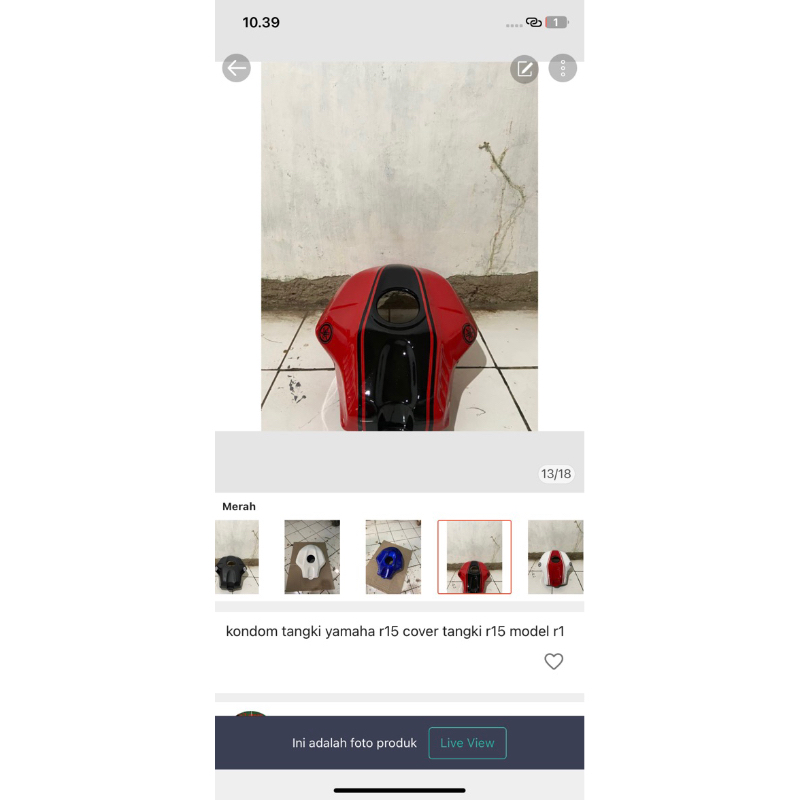 Kondom Tangki Yamaha R15 Cover