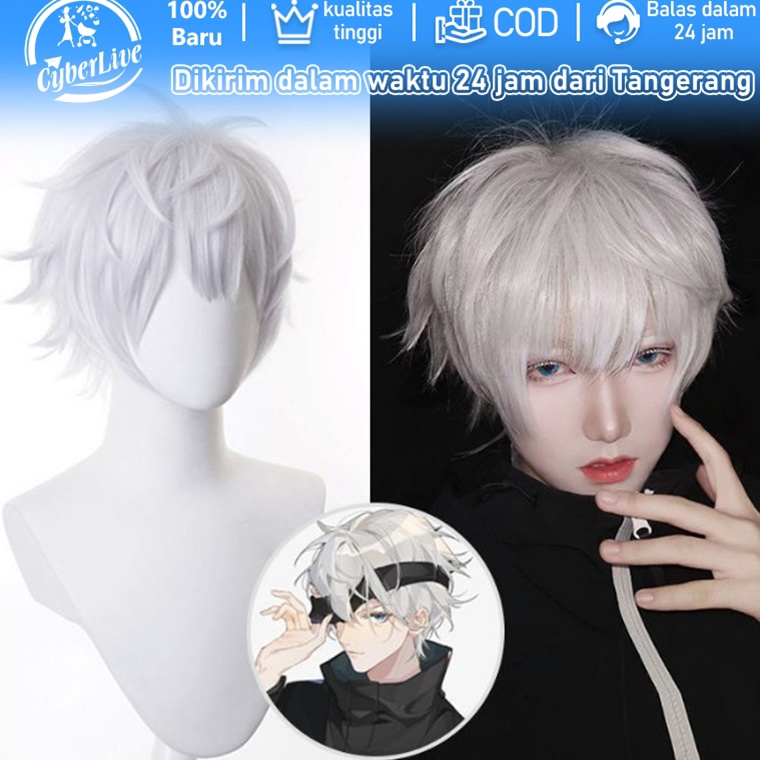 TERBARU Wig Gojo Satoru Manmei Rambut Palsu Cosplay Anime Jujutsu Kaisen