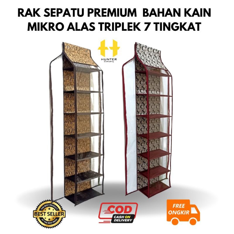 Rak Sepatu Gantung Premium Jumbo Motif Bahan Spond Micro (motif) Alas TriplekCover Plastik Mika 0,20