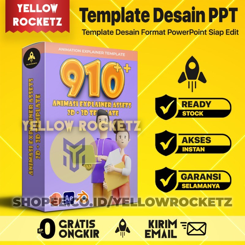 910++ ANIMATION EXPLAINER 2D & 3D Template Desain - Asset - Template PowerPoint PPT - YellowRocketz