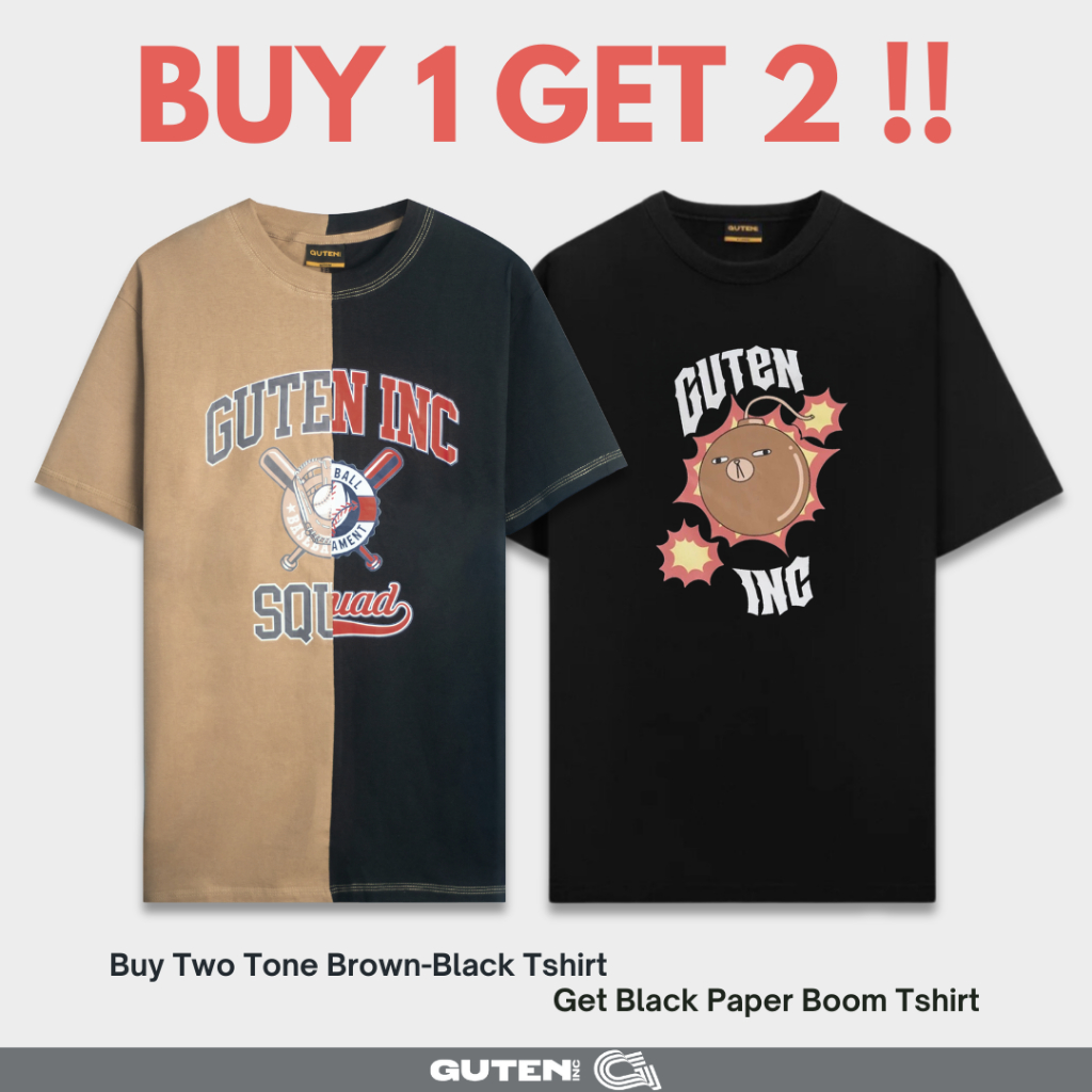 Guten Inc - Buy 1 Get 2 | Kaos Hitam Pria Guten Inc Paper Boom