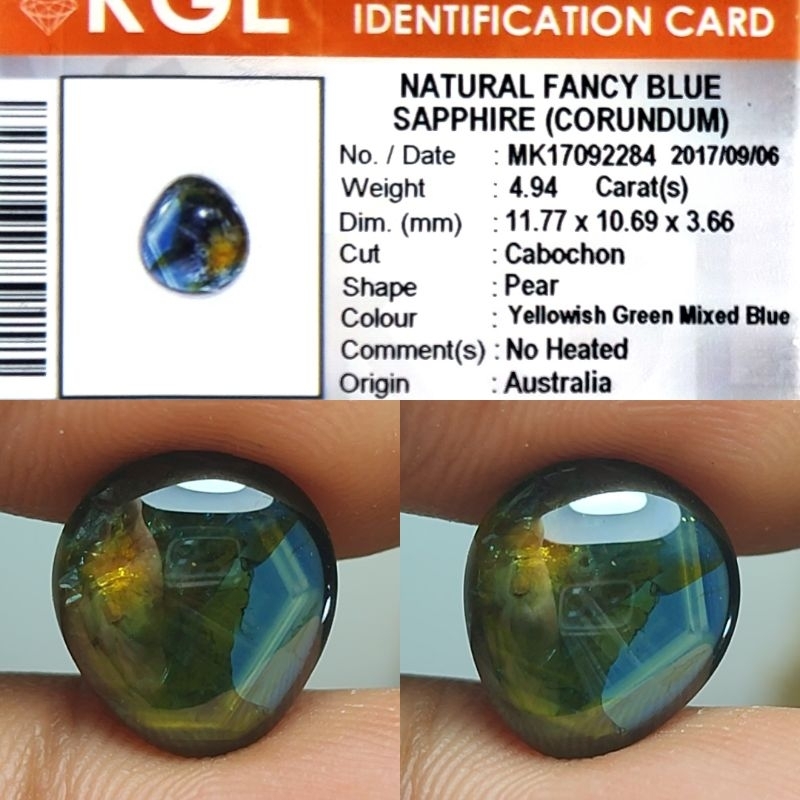 RARE ITEM UNIK ANTIK Natural Fancy Blue Sapphire Australia No Heated Almost 5ct KGL Crystall Nice Co