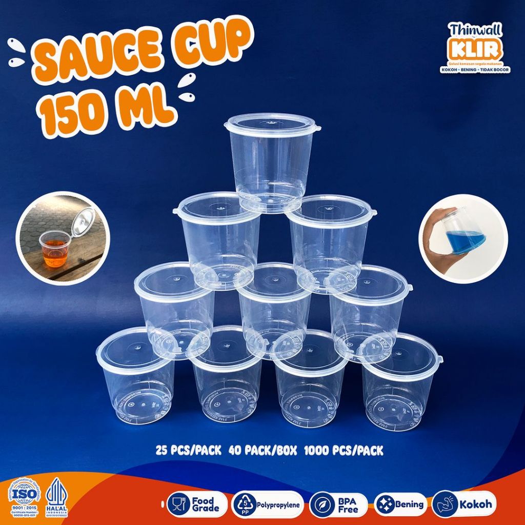 Thinwall Cup 150ml Klir Cup Jelly Cup Puding 150ml Cup Sauce Cup Sambal Cup Saos