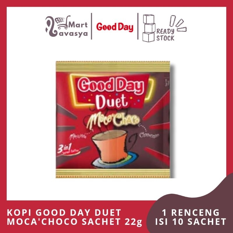 

KOPI GOOD DAY DUET MOCA'CHOCO 22g - 1 RENCENG ISI 10 SACHET - KOTA BANDUNG - LAVASYA MART