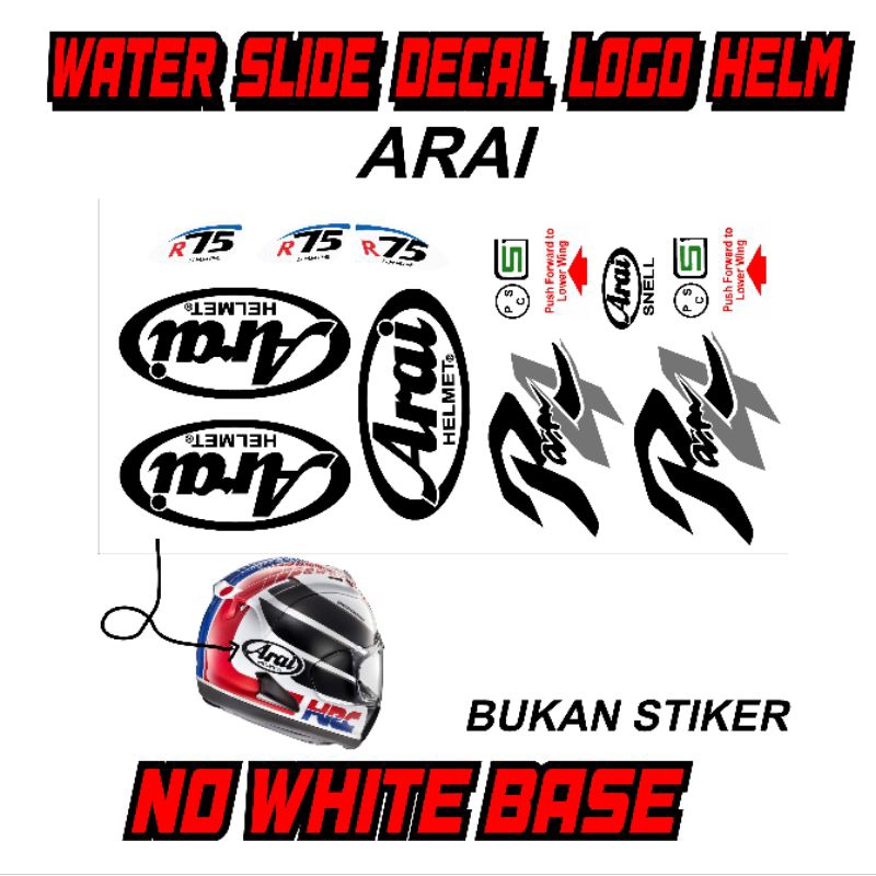 water slide decal logo helm arai set (bukan stiker)