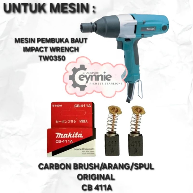 CARBON BRUSH TW0350 IMPACT WRENCH MAKITA CB 411 ORIGINAL ARANG SPUL TW 0350 IMPACT WRENCH CB411 MAKI