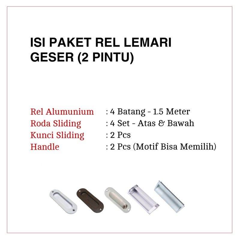 Piyugardening Set Rel Lemari Sliding Model Tanam 75 2 Pintu , Rel Lemari Geser Dengan Roda Kunci