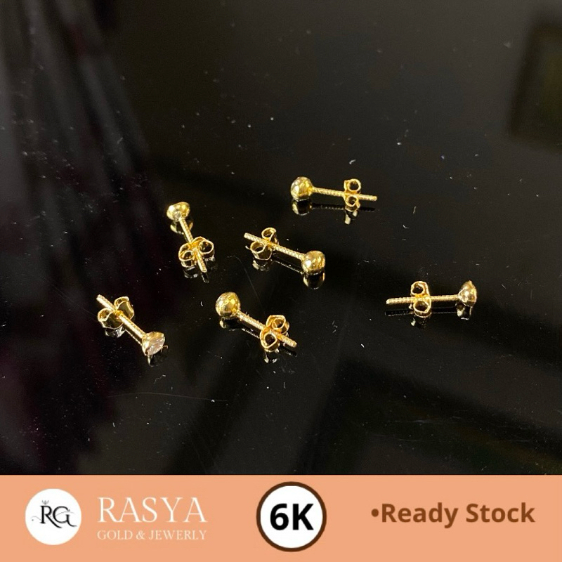 Anting Tindik Bayi Giwang Emas Asli Kadar 300 / 6K Model Mata Tindik Pentul