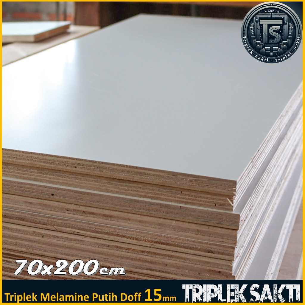 Triplek Melamin Putih 15mm 70x200 cm ( 200x70 cm ) Putih Doff 1 Muka 15 mm 70x200 cm