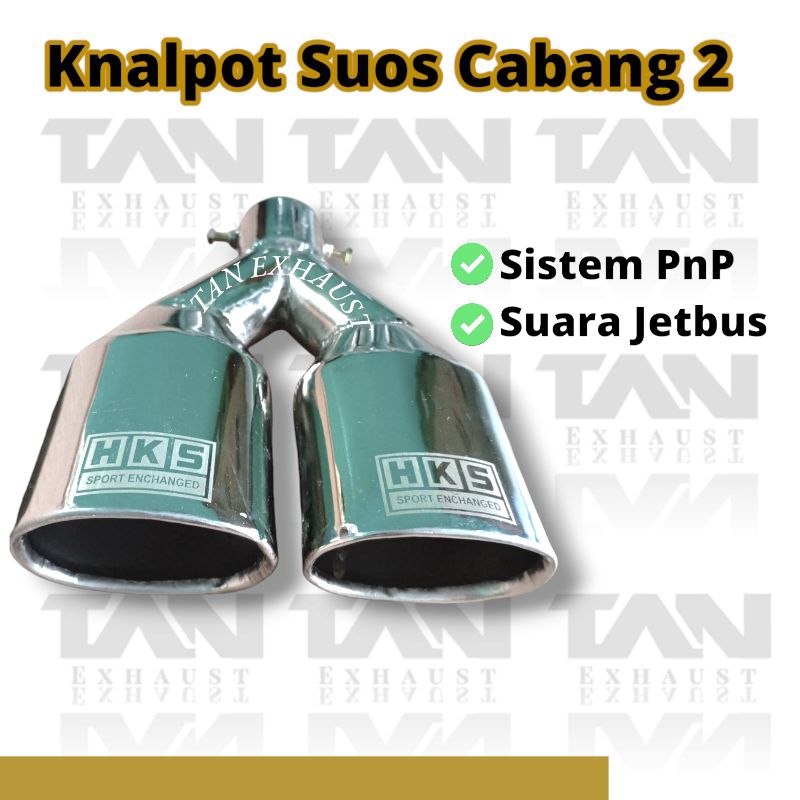Knalpot Suos Cabang 2 Model Baut Untuk All Mobil Bensin