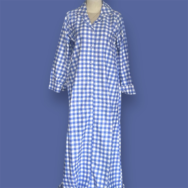 long dress kotak panjang kerah kotak